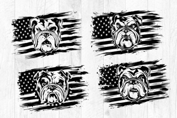 Bulldog with Flag Svg, American Bulldog