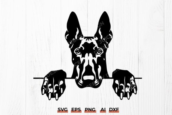 Doberman Peeking SVG, Dog Silhouette DXF