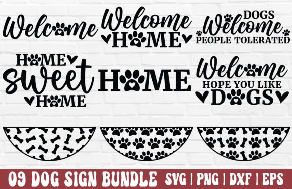 Dog Welcome Sign Bundle - Round Sign SVG