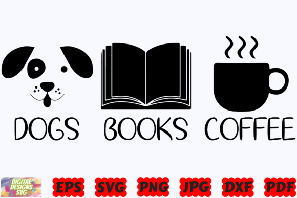 Dogs Books Coffee SVG: Designer Review for Embroidery