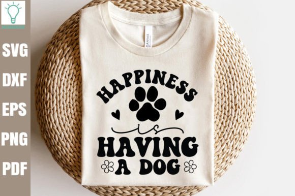 Happiness is Having a Dog Retro SVG